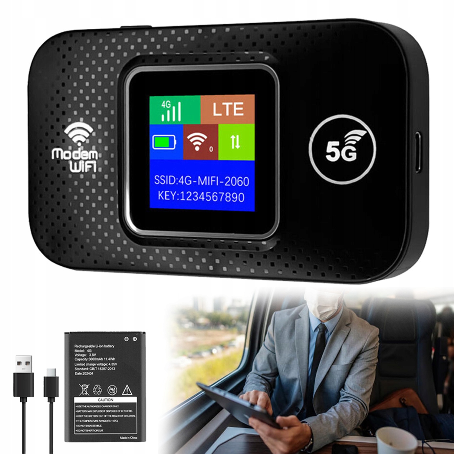 Przenośny Router Wi-Fi 4G Lte, do 10 Urządzeń, Przenośny/Samochodowy