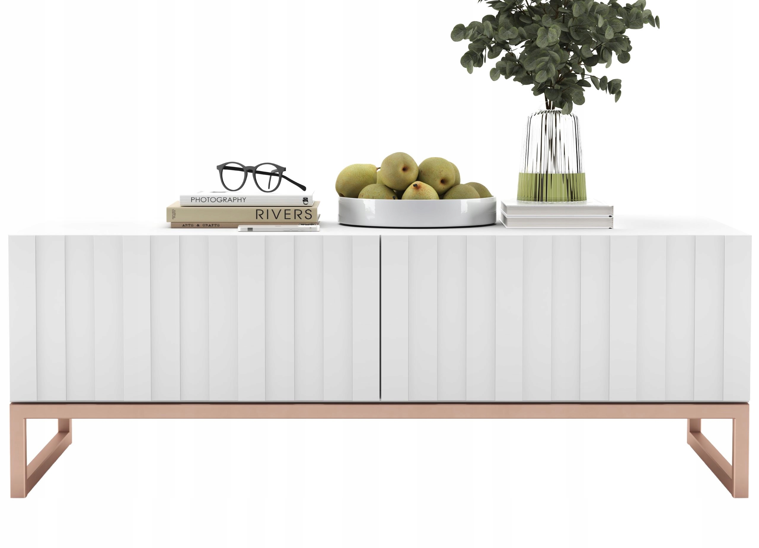 Nowoczesny Stolik kawowy prostokątny ława Glamour biały Mat 110 cm