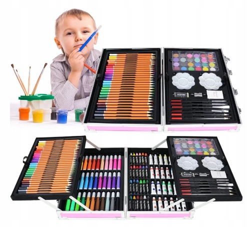 Zestaw artystyczny PLASTYCZNY do malowania rysowania WALIZKA 145 elementów Marka MAALEO