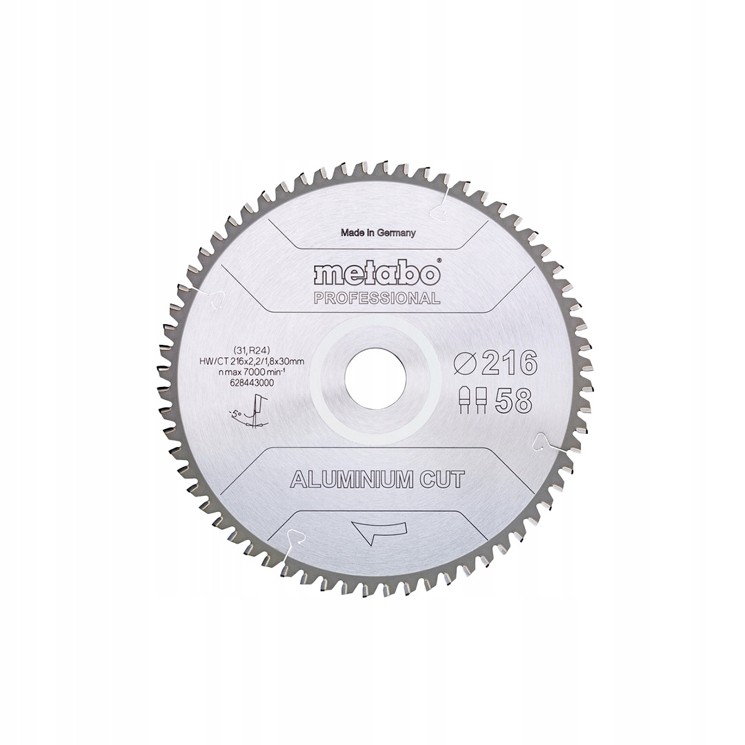 Kotoučová pila na řezání hliníku Metabo 628443000 216x30 mm 58z Hw/ct