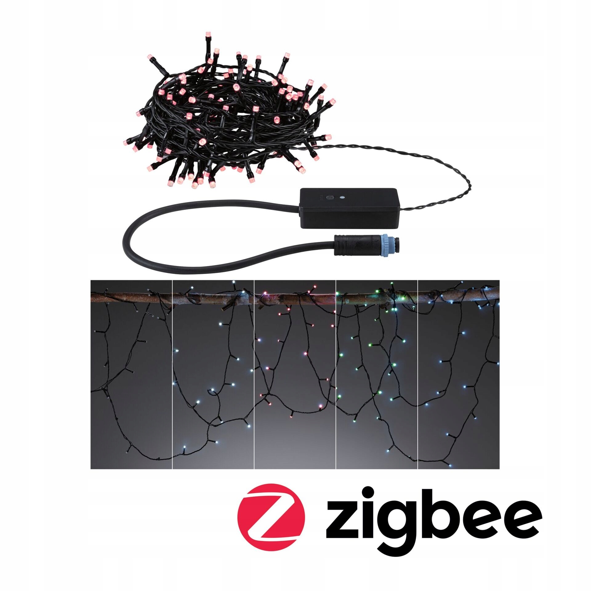 Paulmann Plug & Shine Led svetelná reťaz Yuna Rgb 12,4m IP44 5W čierna