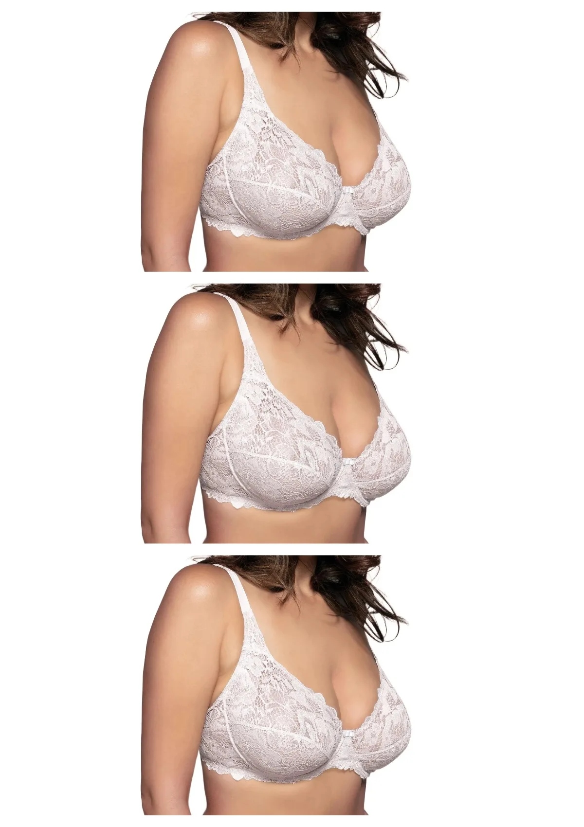 Lormar Curvy 400L krajková podprsenka měkká 3 ks bílá 70C