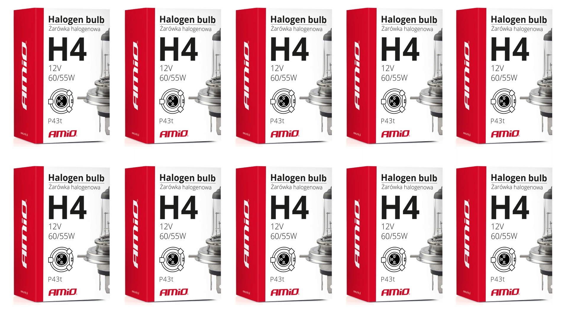 Żarówka H4 12V halogenowa 60/55W Uv (E4) 10szt