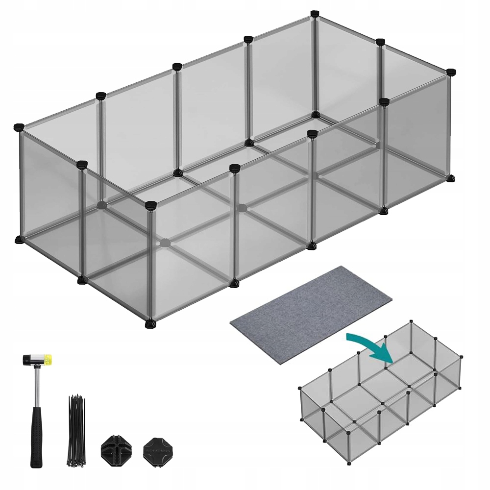 Levně Výběh s Podlahovými DESKAMIMIt 46x73x143 klec kotec pro zvíře Šedá