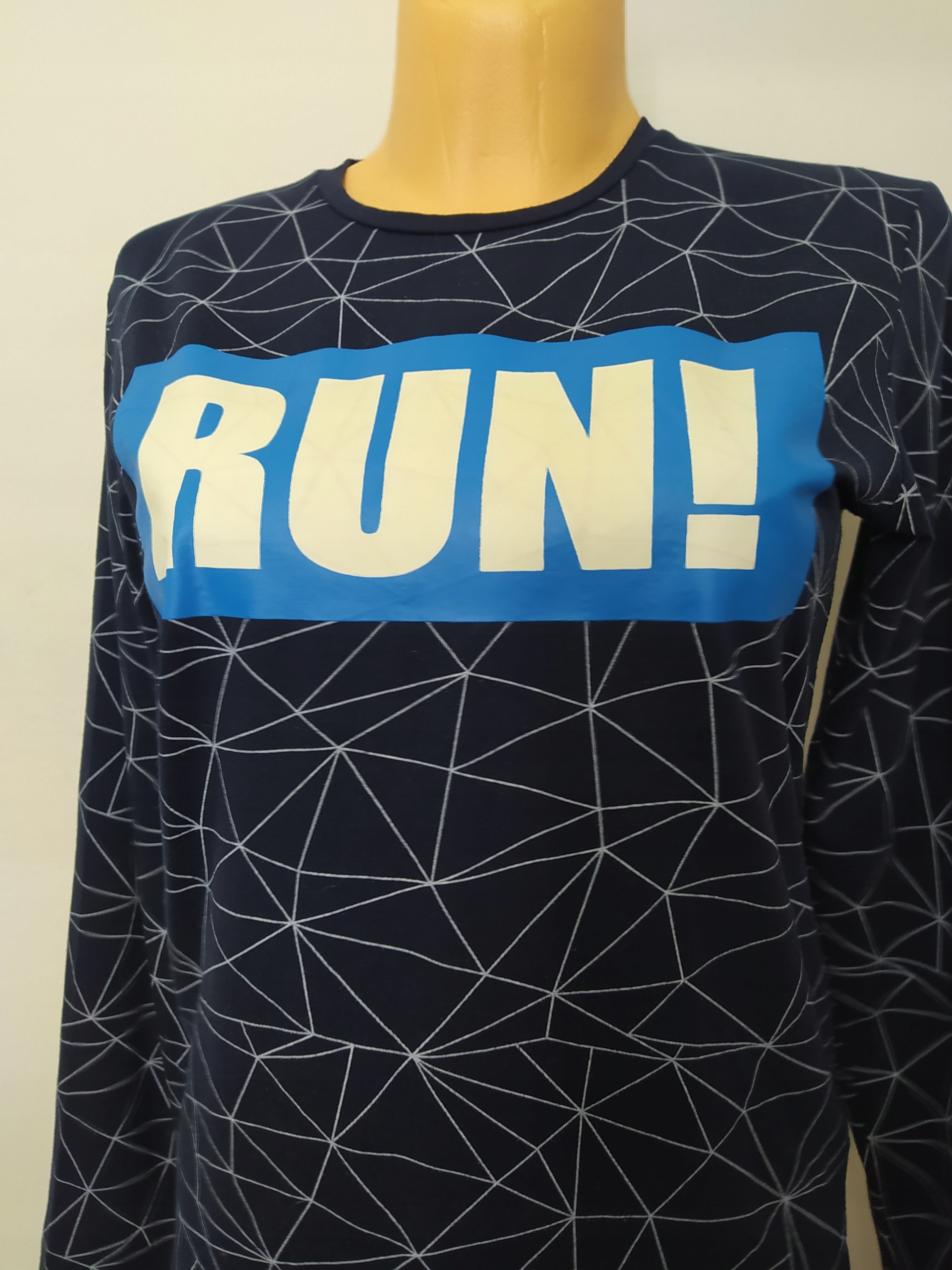 M 38/40 granatowa sportowa bluzka damska długi rękaw nadruk bawełna Marka inna