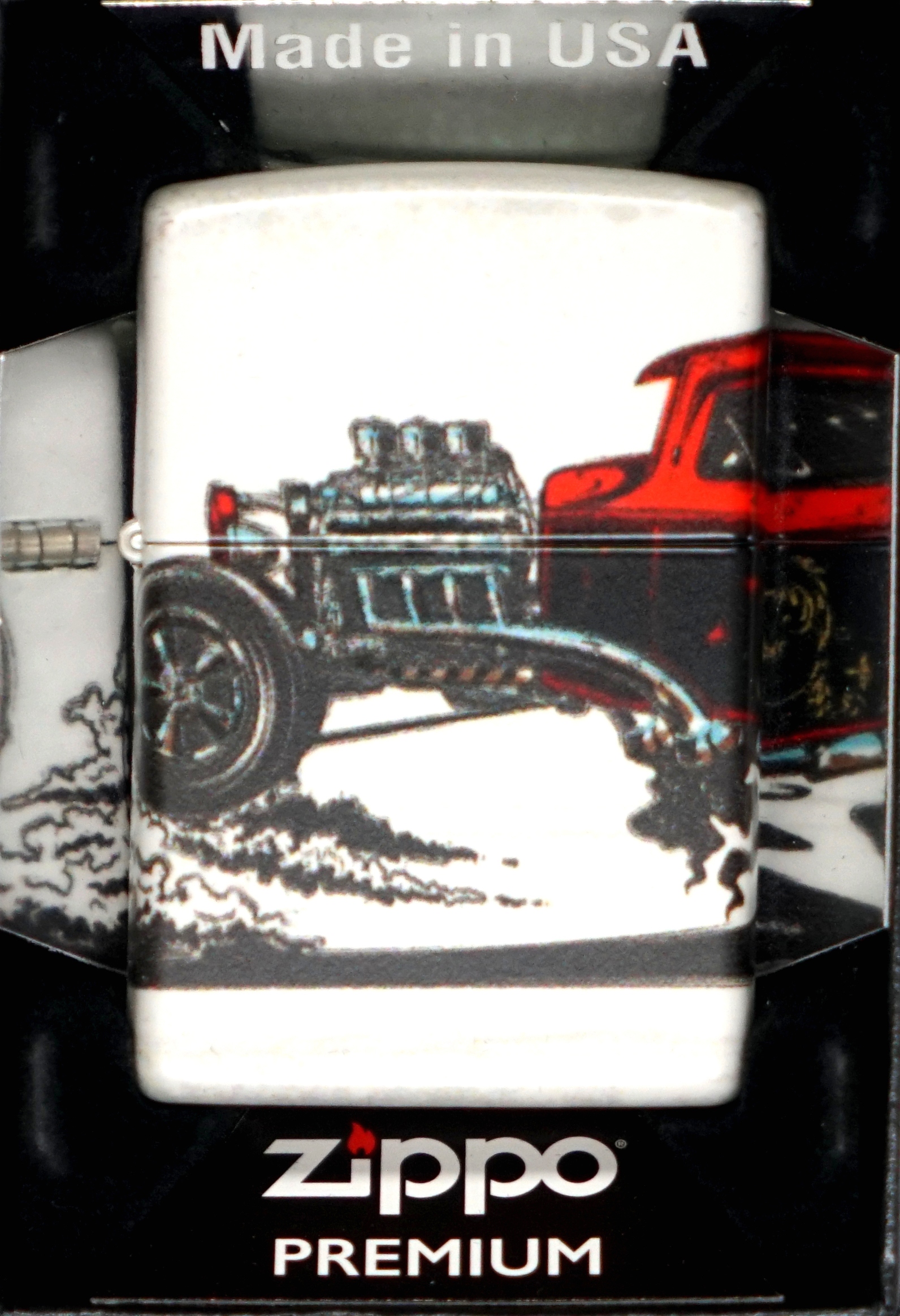 Zapalovač Zippo Hot Rod Design Větruodolný benzínový