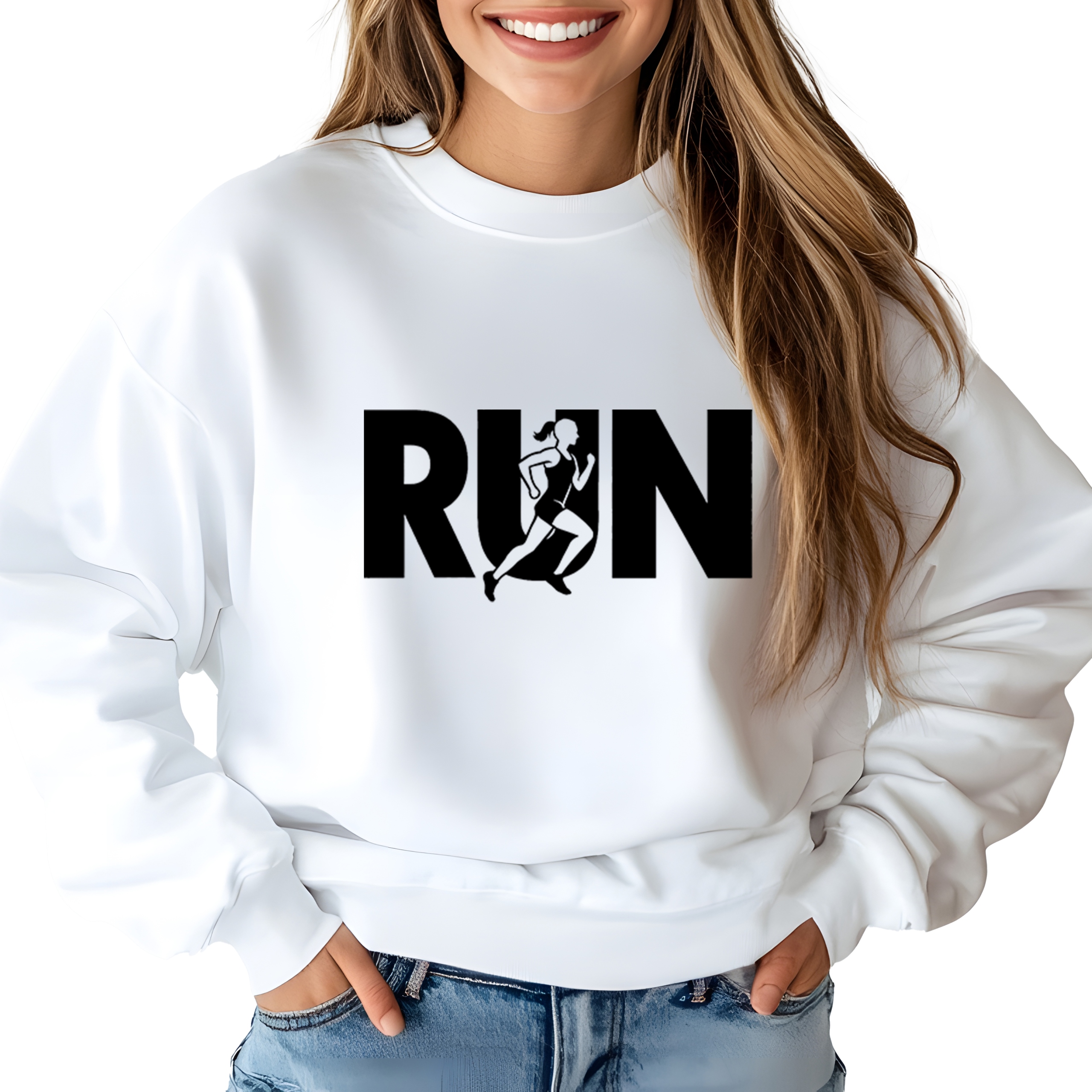 Mikina Bílá Bavlněná Teplá Jako Dárek pro běžce Run Velikost M