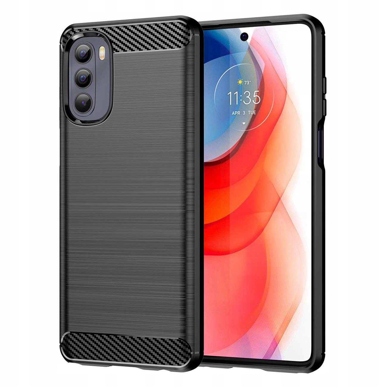 Carbon Case elastyczne etui pokrowiec do Motorola Moto G Stylus 2022 czarny