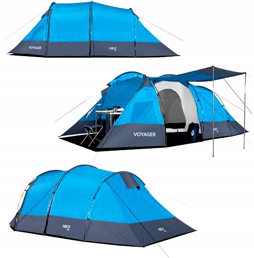 Kempingový Stan s turistickým tropikem pro 4 osoby Nils Ložnice Solid