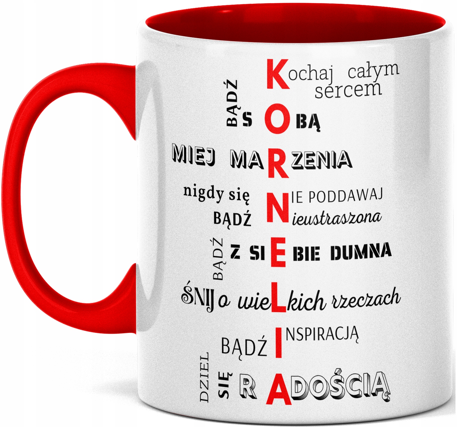 

Kubek motywacyjny z nadrukiem imieniem Kornelia