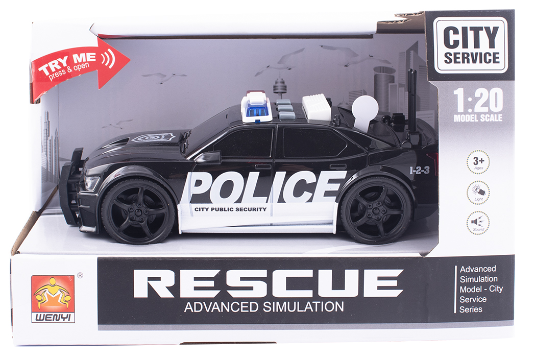 POLICJA RADIOWÓZ SAMOCHÓD POLICYJNY ŚWIATŁA I DŹWIĘK AUTO Model policja szara