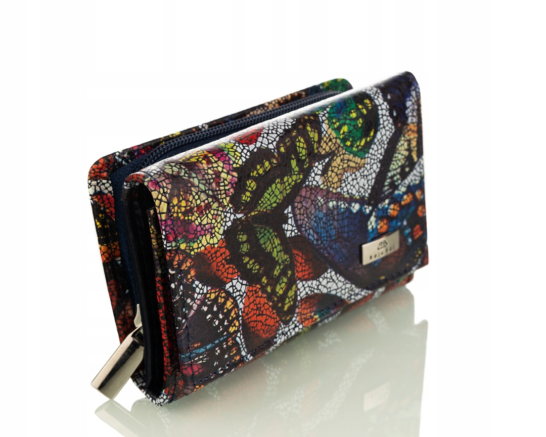 Dámská kožená peněženka z kůže, barevné vzory, trvalá, střední polská