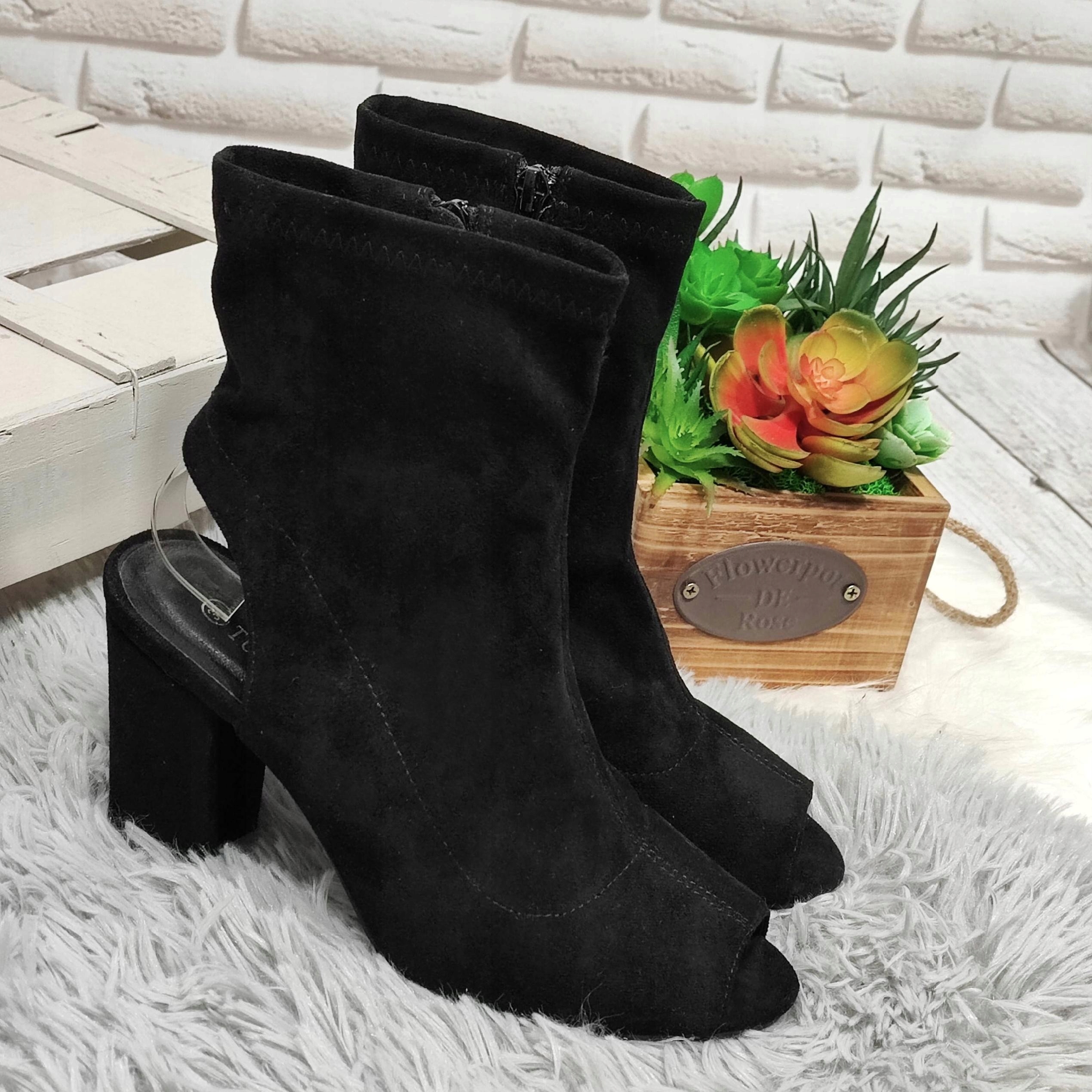 BOTKI DAMSKIE STABILNY OBCAS ODKRYTE PALCE 38 Płeć kobieta