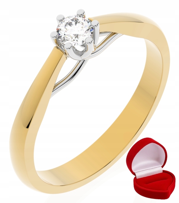 Zlatý Prstýnek 585 14k Diamant Brylant 0,14 ct R22