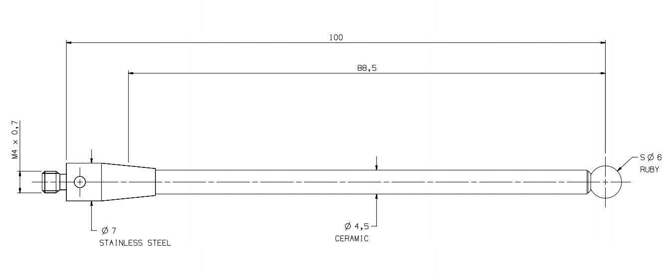 A-5000-3712 Trzpień pomiarowy Renishaw M4 - D6 - L100 Kod producenta A-5000-3712