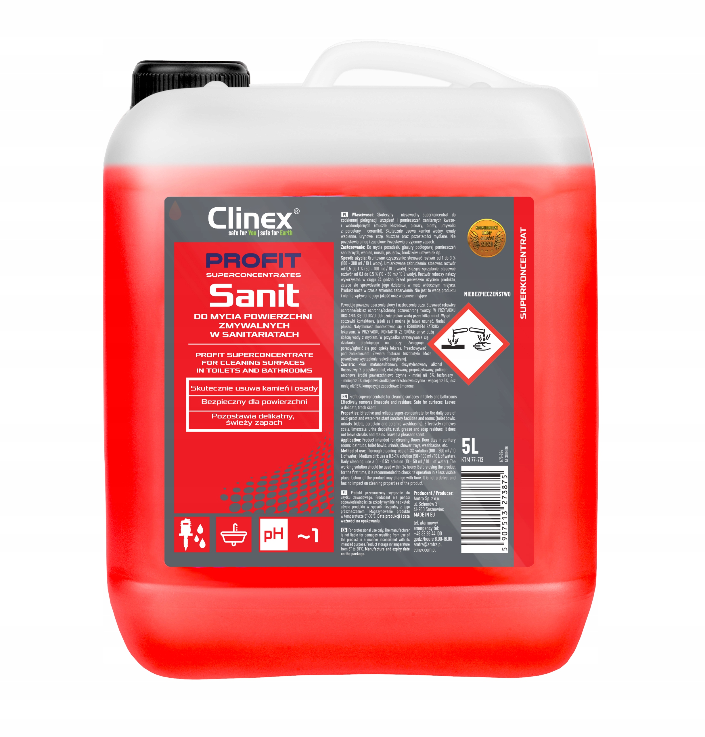 Clinex PROFIT SANIT 5L koncentrat Do sanitariatów
