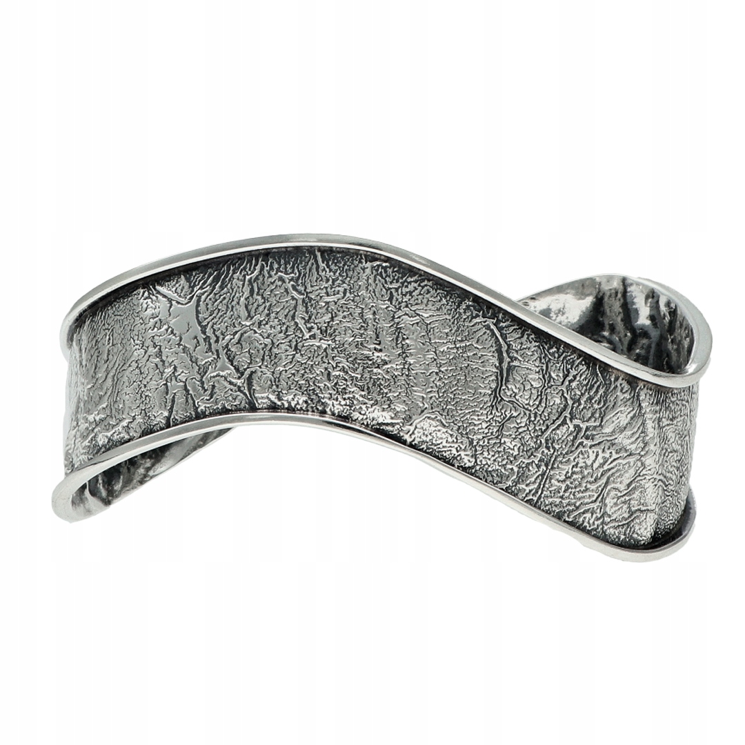 Nasazovací náramek s vlnou, stříbro