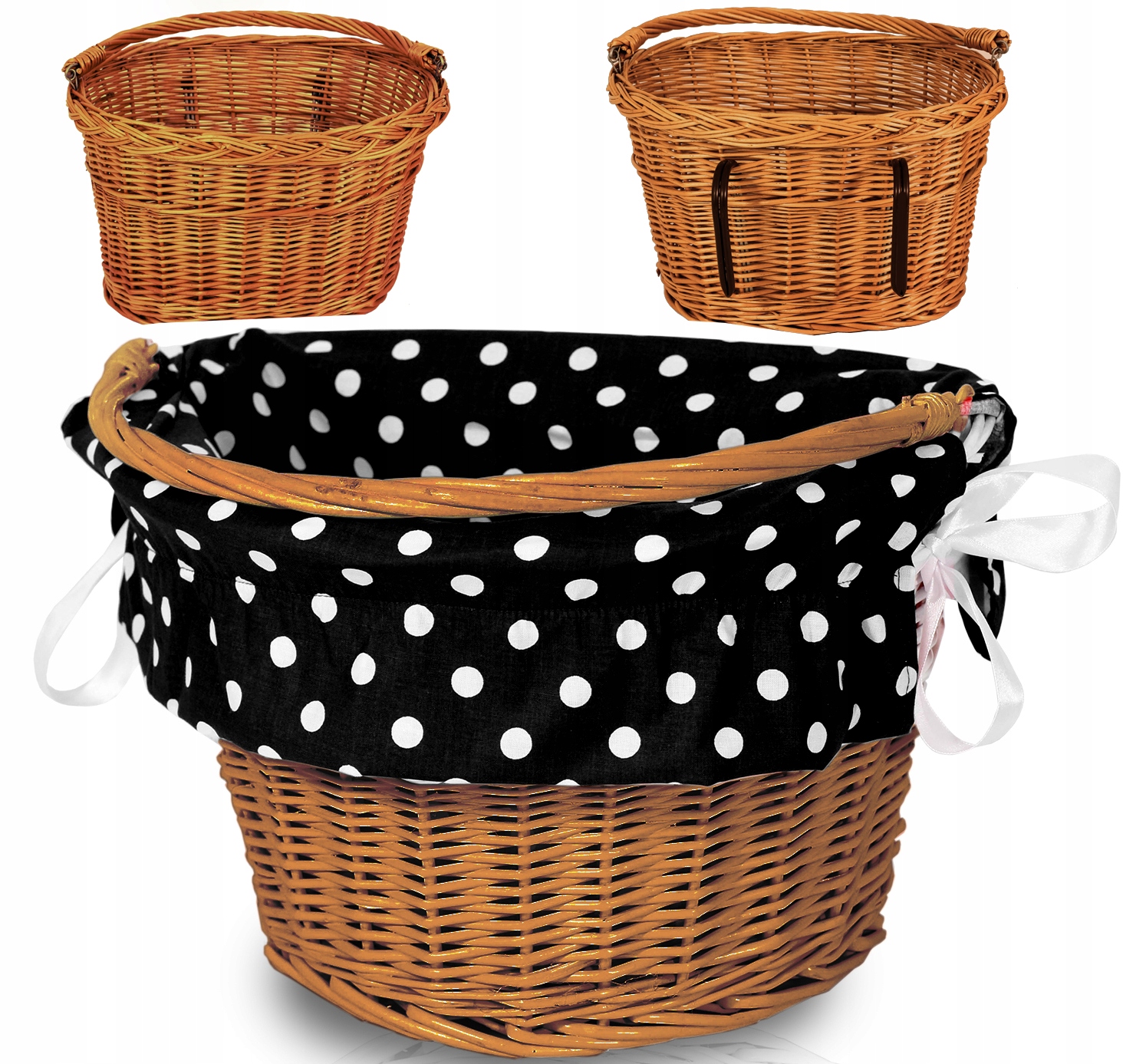 KOSZYK WIKLINOWY NA ROWER ZAKUPY HACZYKI + WKŁAD