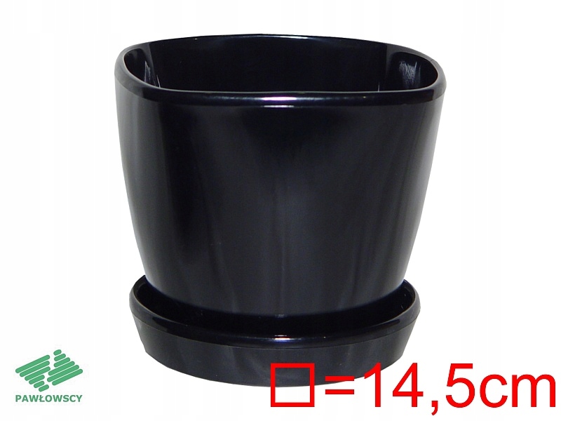 doniczka z podstawką MARCEL 13cm CZARNA — 3