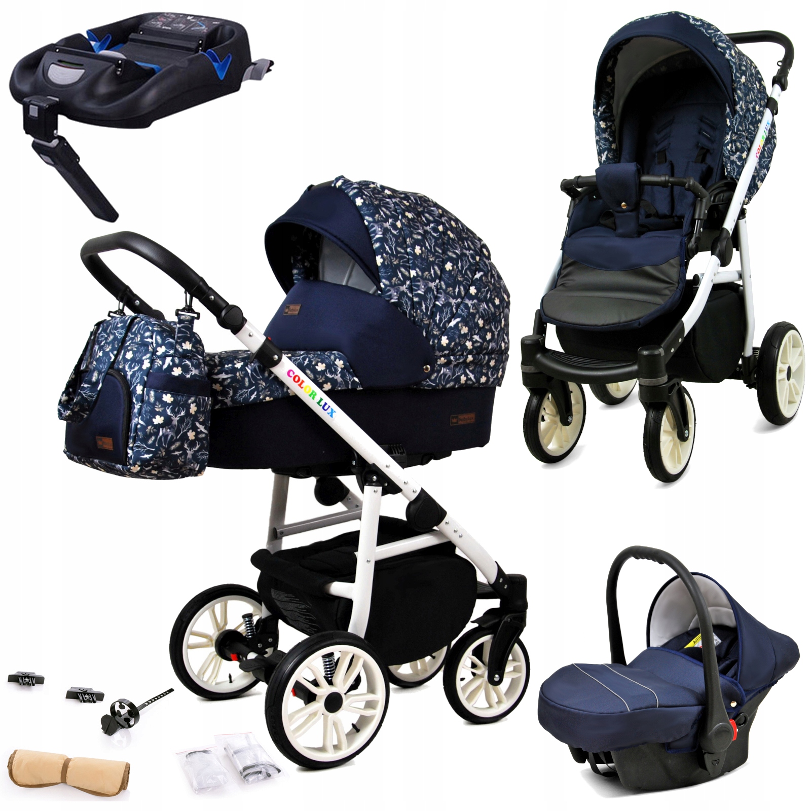 Wózek dziecięcy 4w1 BabyLux ColorLux spacerówka gondola fotelik baza Isofix
