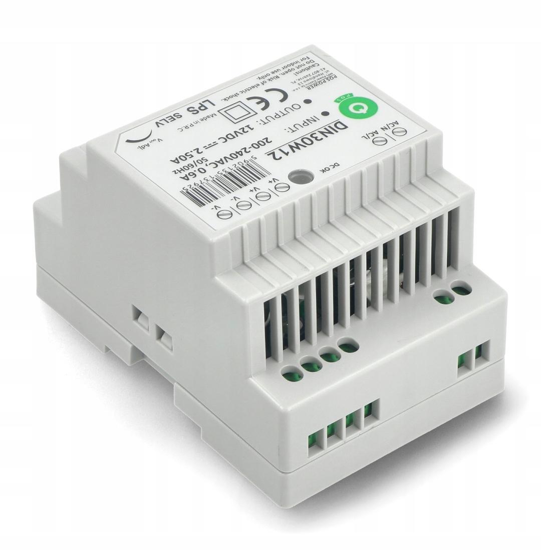 Zasilacz DIN30W12 na szynę DIN - 12V / 2,5A / 30W Model DIN30W12