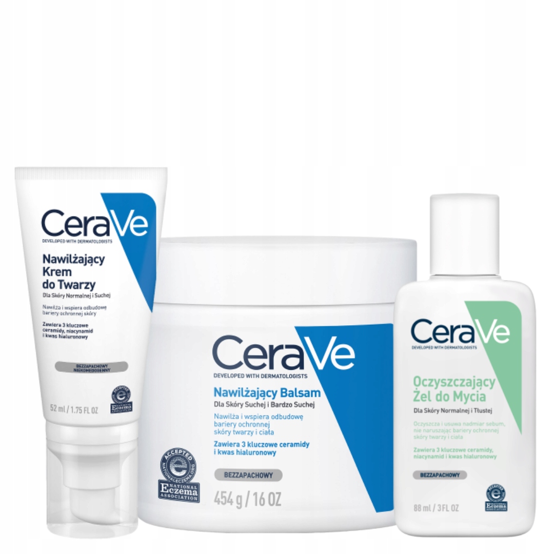 CeraVe Zestaw Nawilżający Balsam 454g Krem Nawilżający do Twarzy 52ml