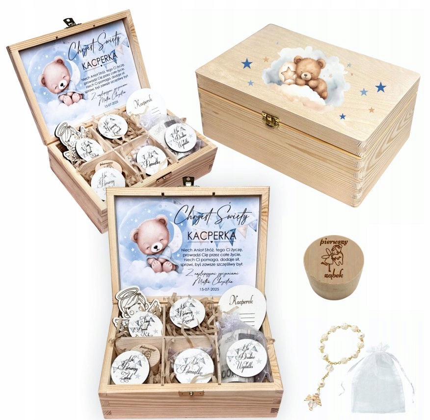 ДЕРЕВЯННАЯ КОРОБКА, СУВЕНИР ДЛЯ КРЕЩЕНИЯ, ПОДАРОК ДЛЯ КРЕЩЕНИЯ, ИМЯ МЕДВЕДЯ