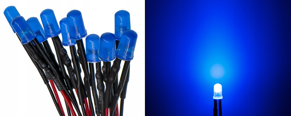 DIODY LED MATOWE 12V 10mm 6 KOLORÓW do wyboru - przewody 20cm | 5 SZT Marka LeaderLED