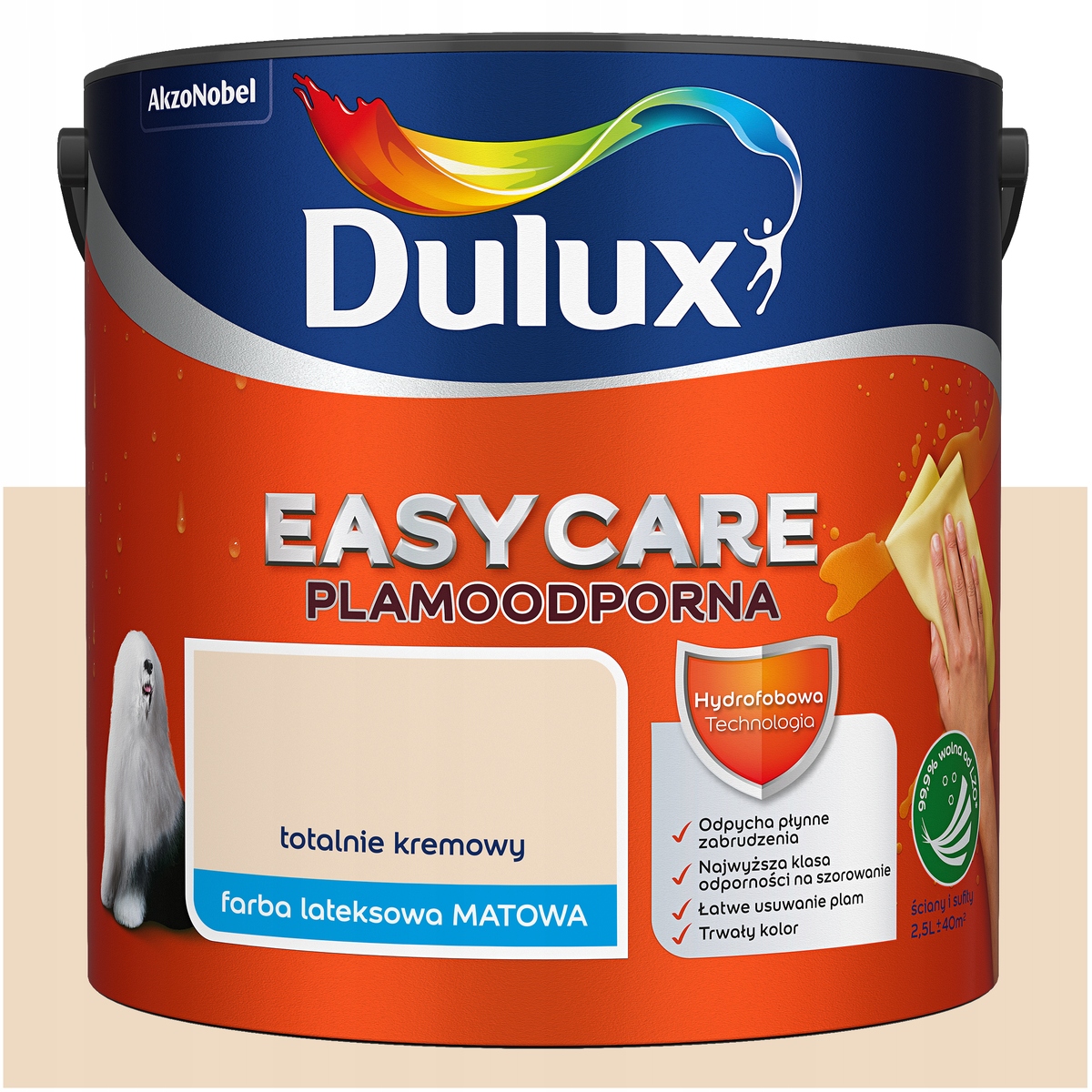 Barva na stěny stropů odolná vůči skvrnám Dulux Easycare Totalně krémová 5L