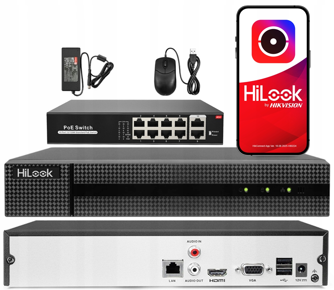 Ip monitorovací záznamník 8 kanálů 8Mpx HiLook Hikvision Switch 8x PoE