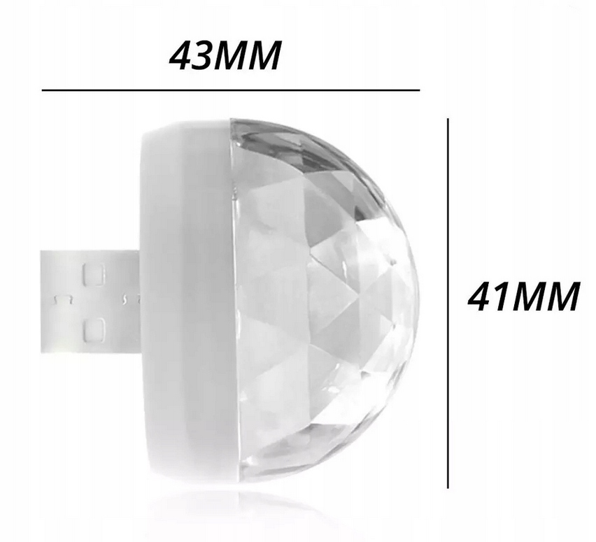 MINI KULA DYSKOTEKOWA LED DISCO RGB USB PROJEKTOR LAMPKA IMPREZOWA KOLOROWA Zasilanie sieciowe