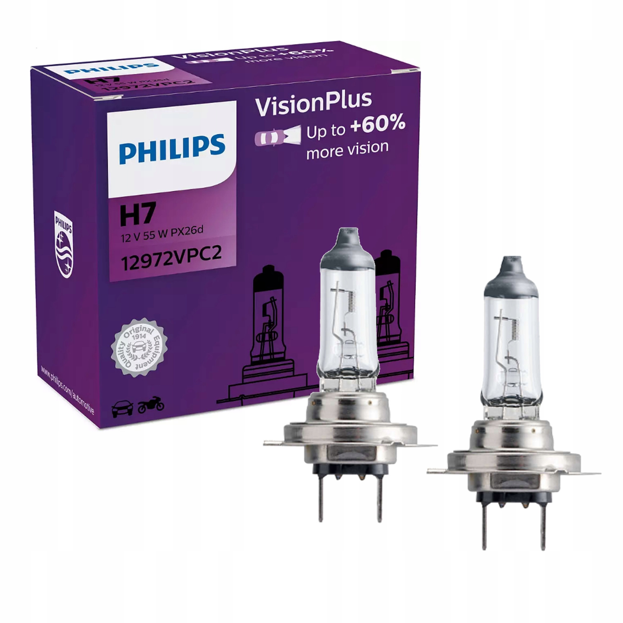 

Philips H7 Vision Plus +60% 12V 55W 2szt