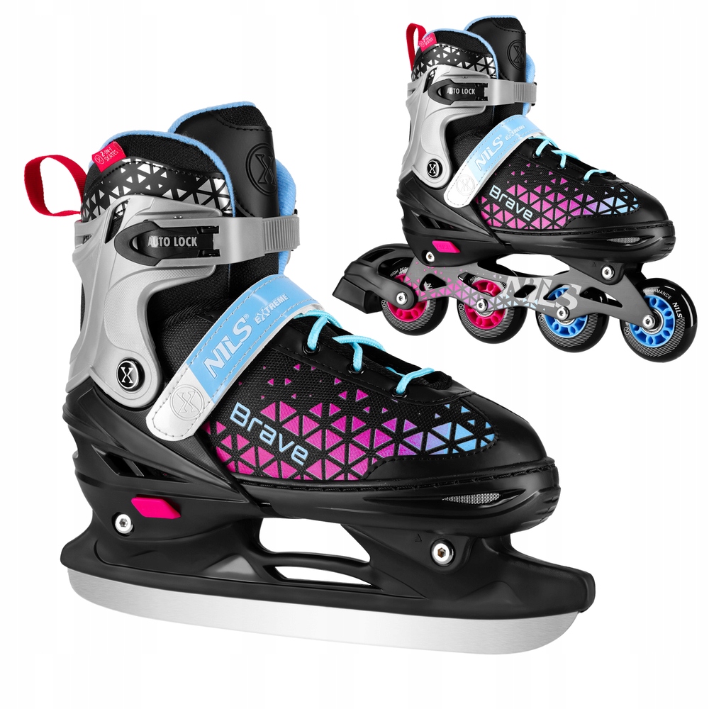 Hokejové Brusle Nastavitelné Dámské 2v1 Brusle 2v1 Kolečkové brusle Kaučuk Nils