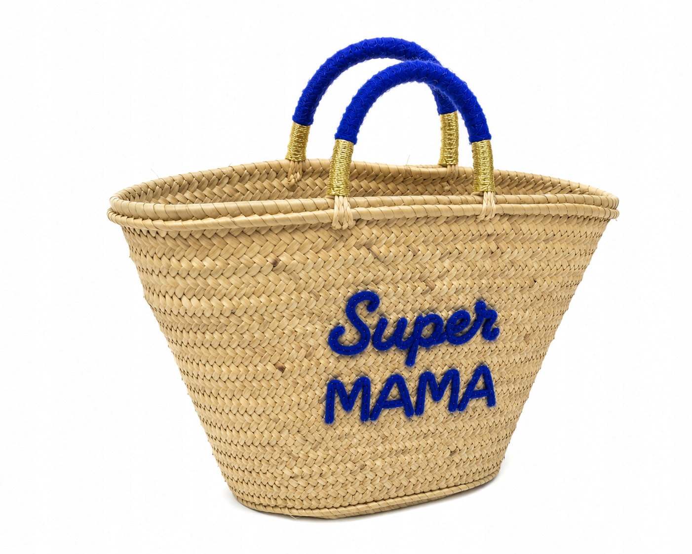 Koš shopper Mama modrý handmade palma Maroko