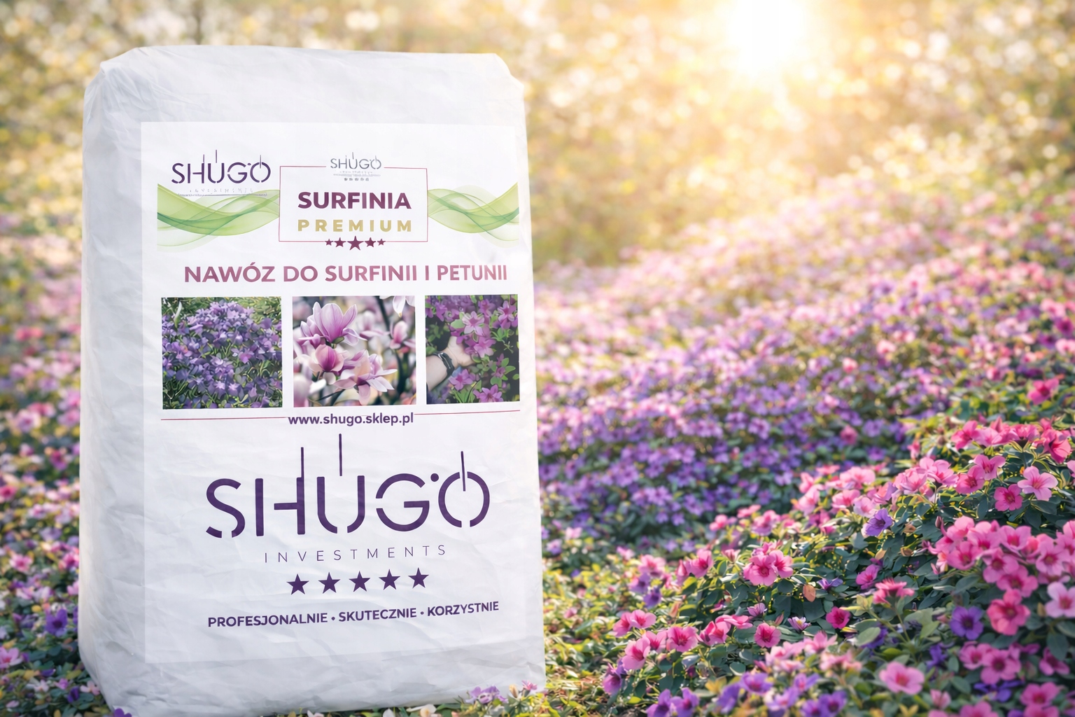 Hnojivo pro surfinie a pelargonie Shugo 25 kg Bujné kvetení po celou sezónu