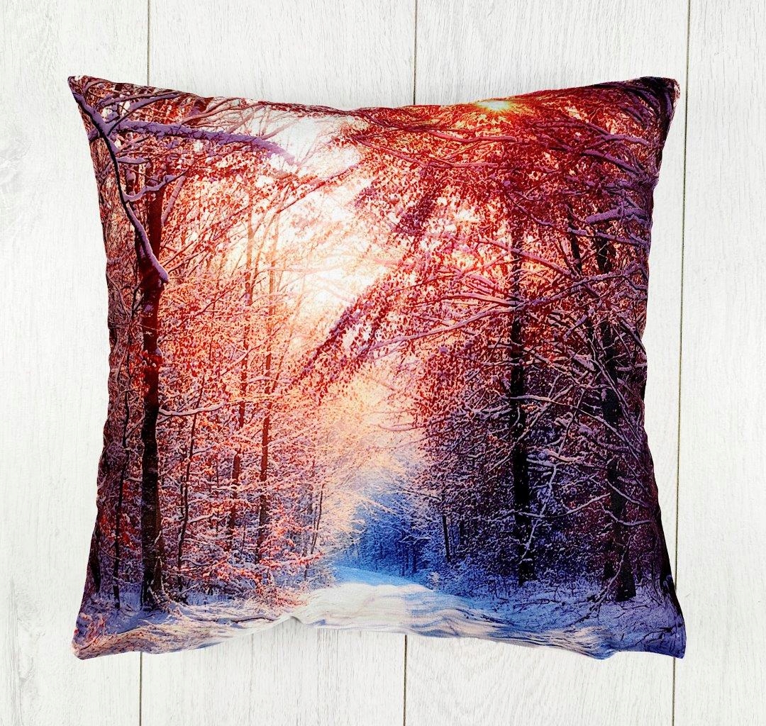 

Poszewka 40x40 zimowy krajobraz velvet drukowana