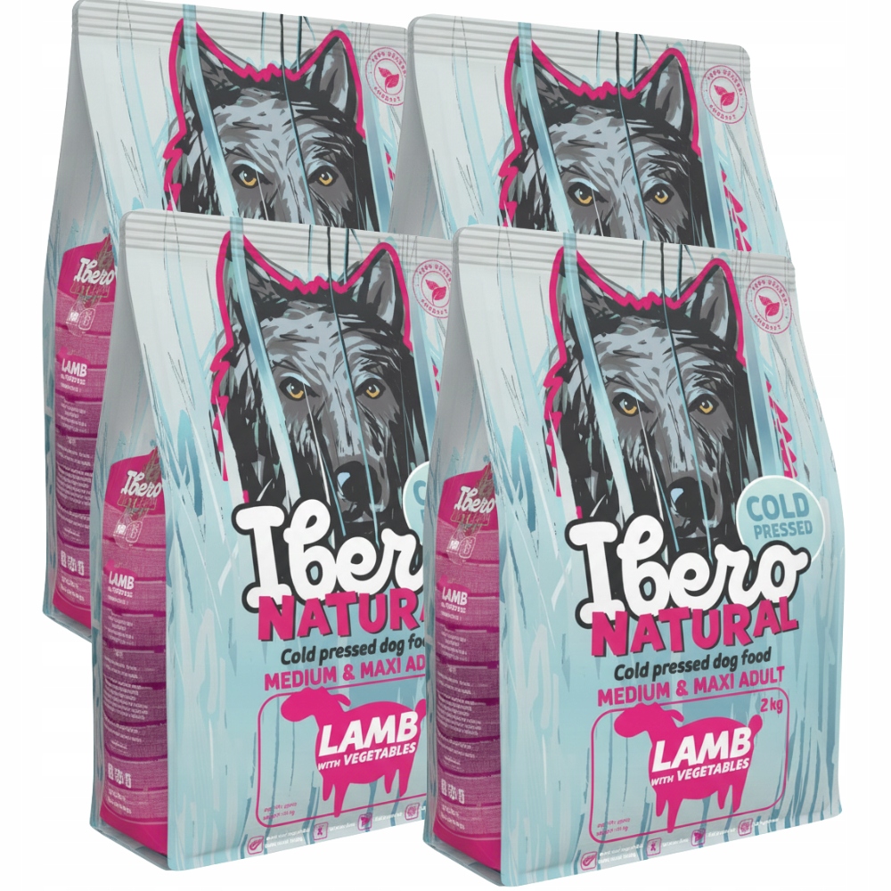 Levně Krmivo lisované za studena pro psa 8 kg Ibero Cold Press Adult M/L jehněčí