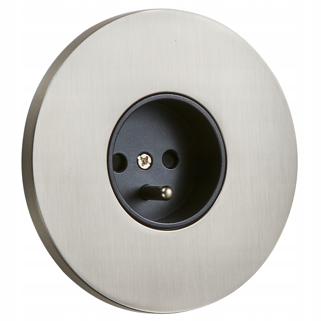 Kontaktní zásuvka kulatá kovová niklová elegantní Togglica Round