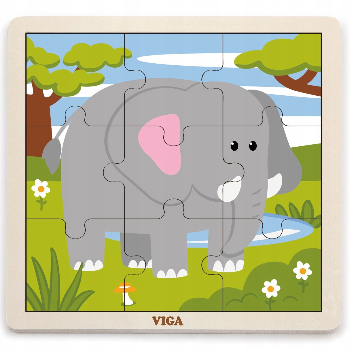 

Viga Poręczne Drewniane Puzzle Słoń 9 elementów