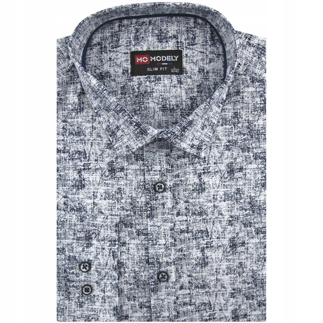 Koszula Męska Wizytowa do garnituru biała we wzorki Slim Fit J410