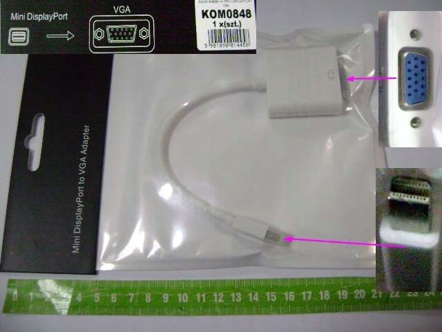 Przyłącze kabelek miniDISPLAY PORT - VGA 1,8mb