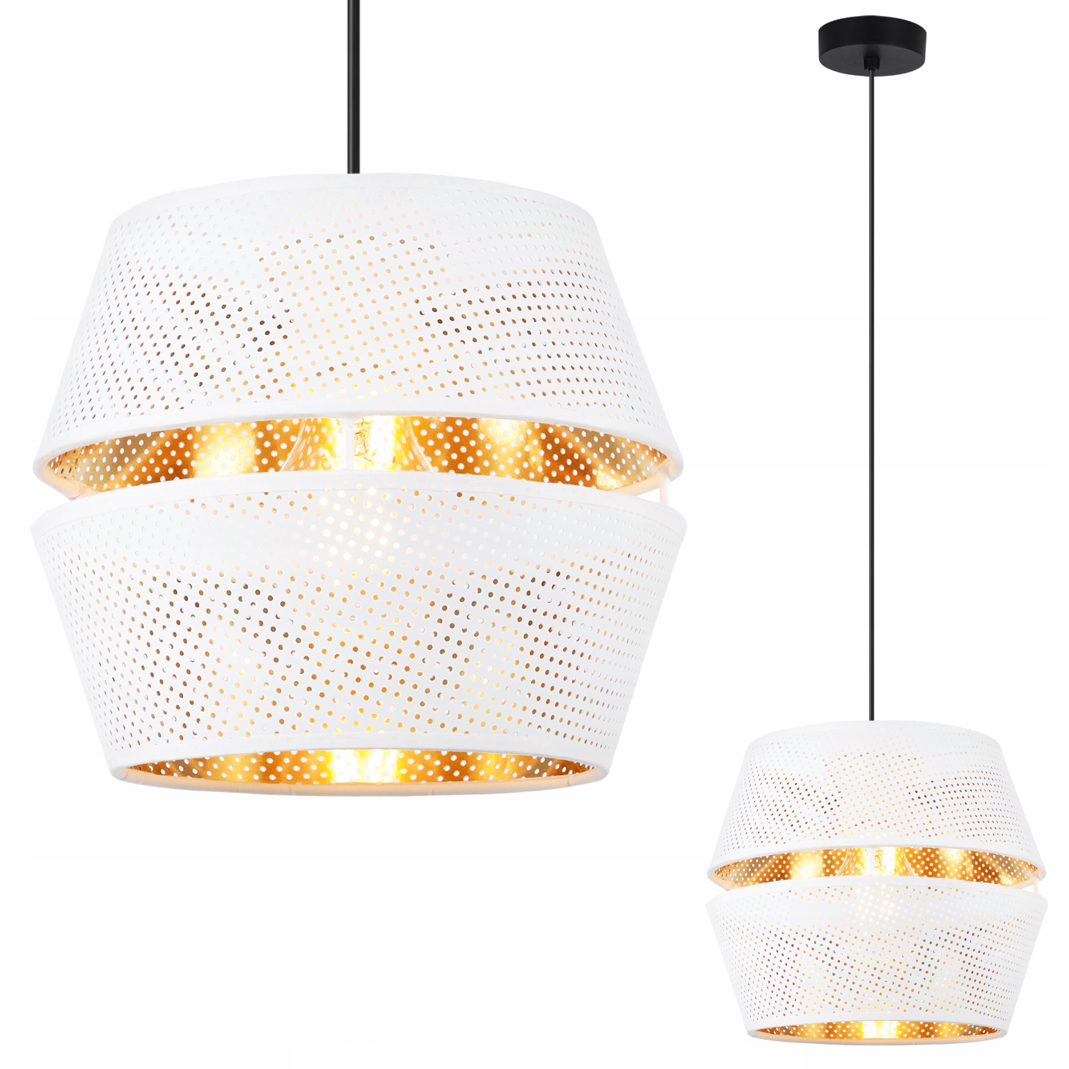 Závěsné Stropní Svítidlo Bílo Zlatá Lustrová S Stínítkem Z Glamour Síťoviny E27