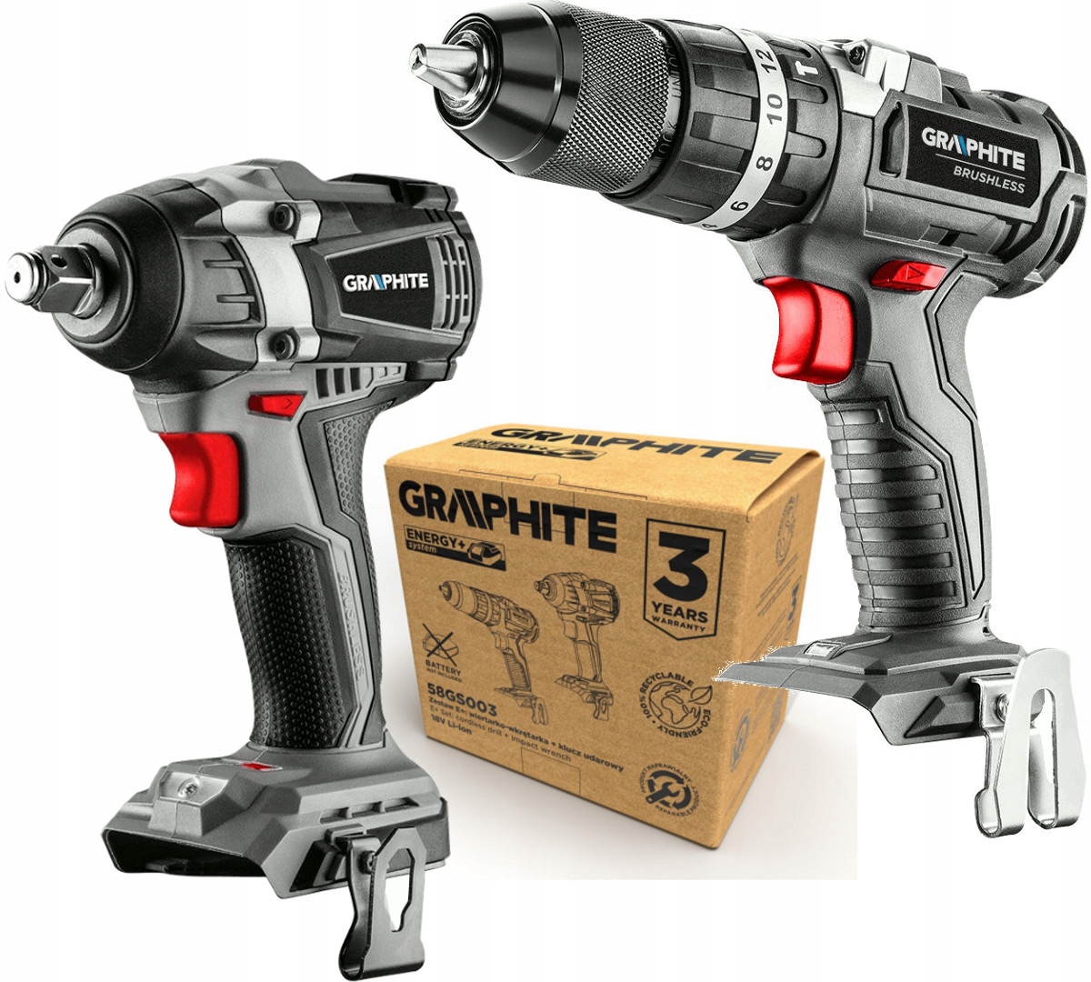 Graphite Zestaw bezszczotkowy: Klucz 58G028 Wkrętarka Udarowa 58G020