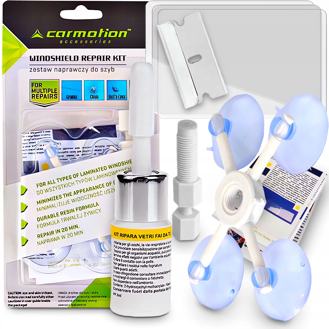 Zestaw Naprawczy Do Naprawy Szyby Samochodowej XL Odpryski Klej Do Szyb