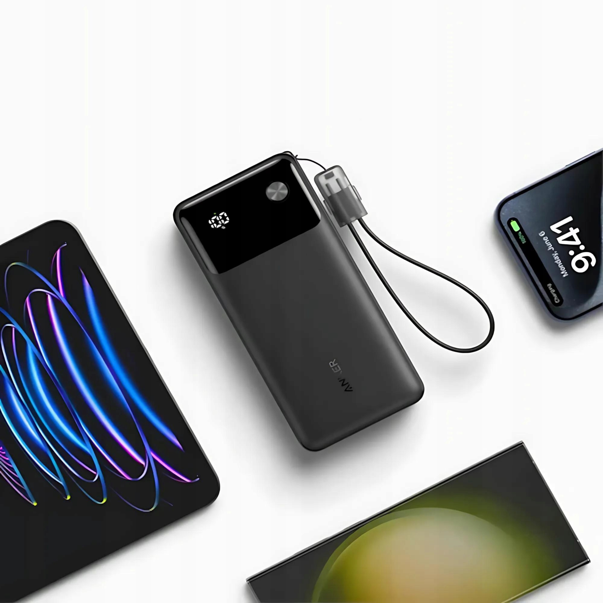 Powerbank Anker 20000mAh 30W PD czarny szybki+ kabel USB-C do USB-C Złącza USB typ A USB typ C