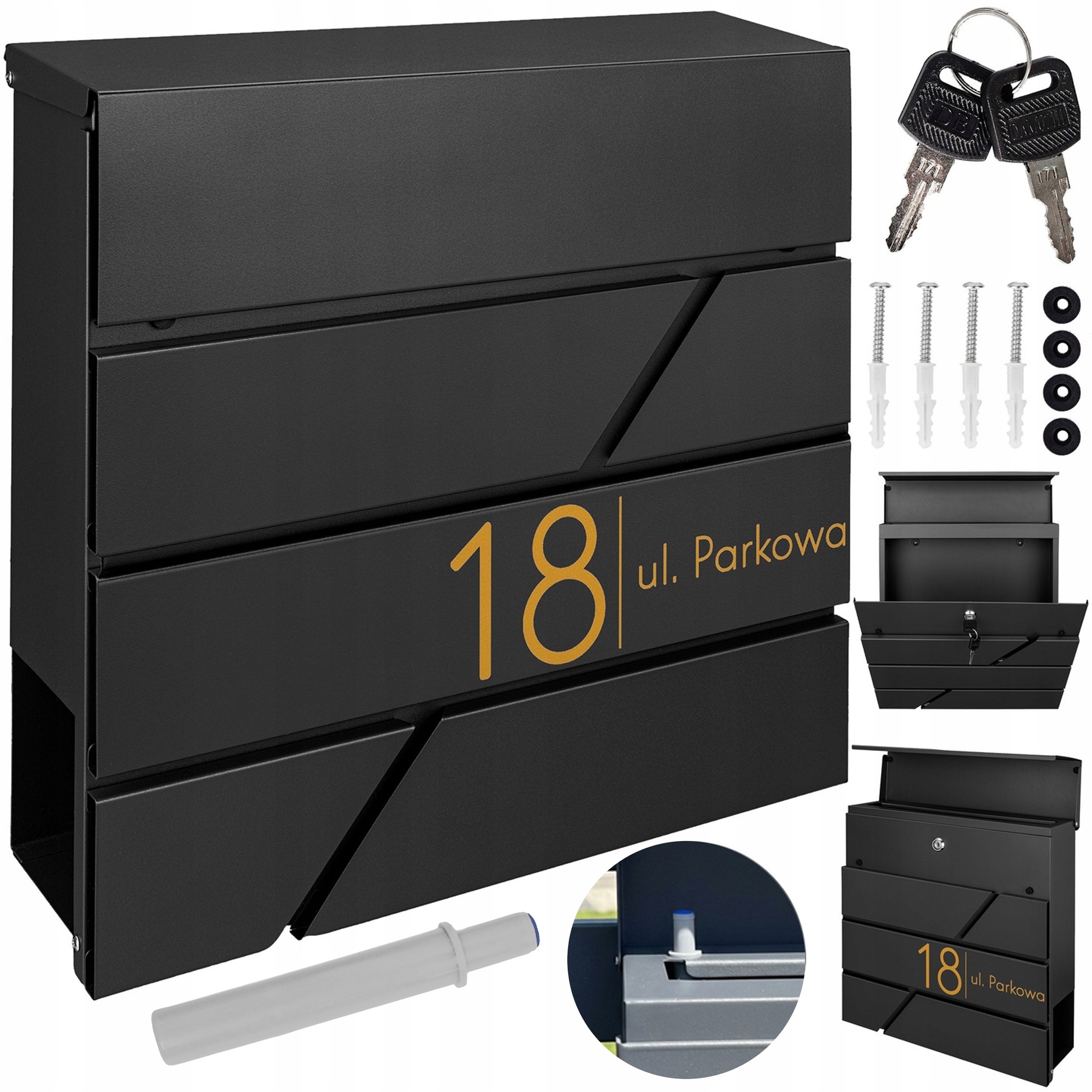 Moderní Poštovní Schránka Černá Zlatý Vzor