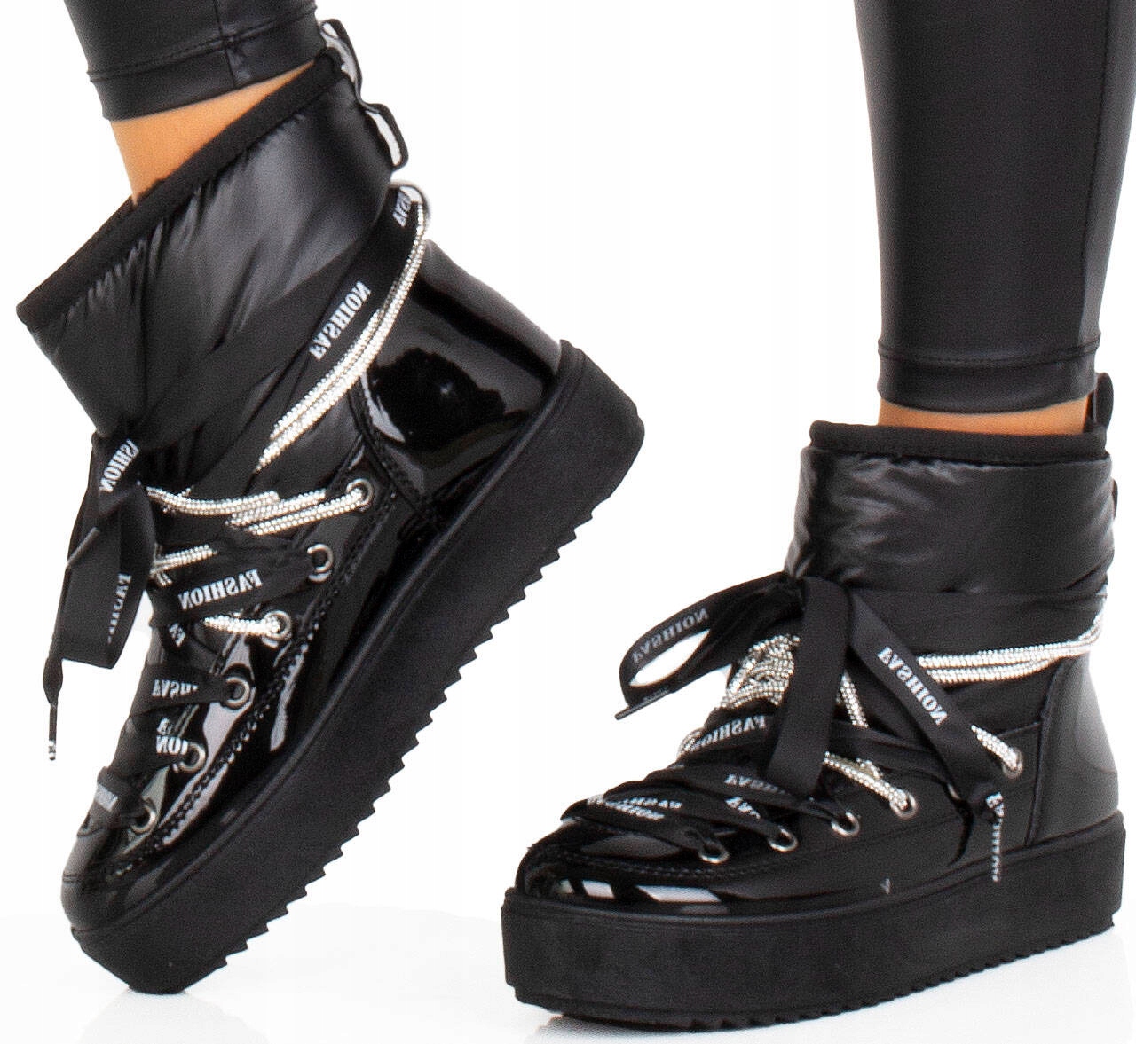 ŚNIEGOWCE CZARNE BOTKI OCIEPLANE WSUWANE CIEPŁE 39 Marka inna