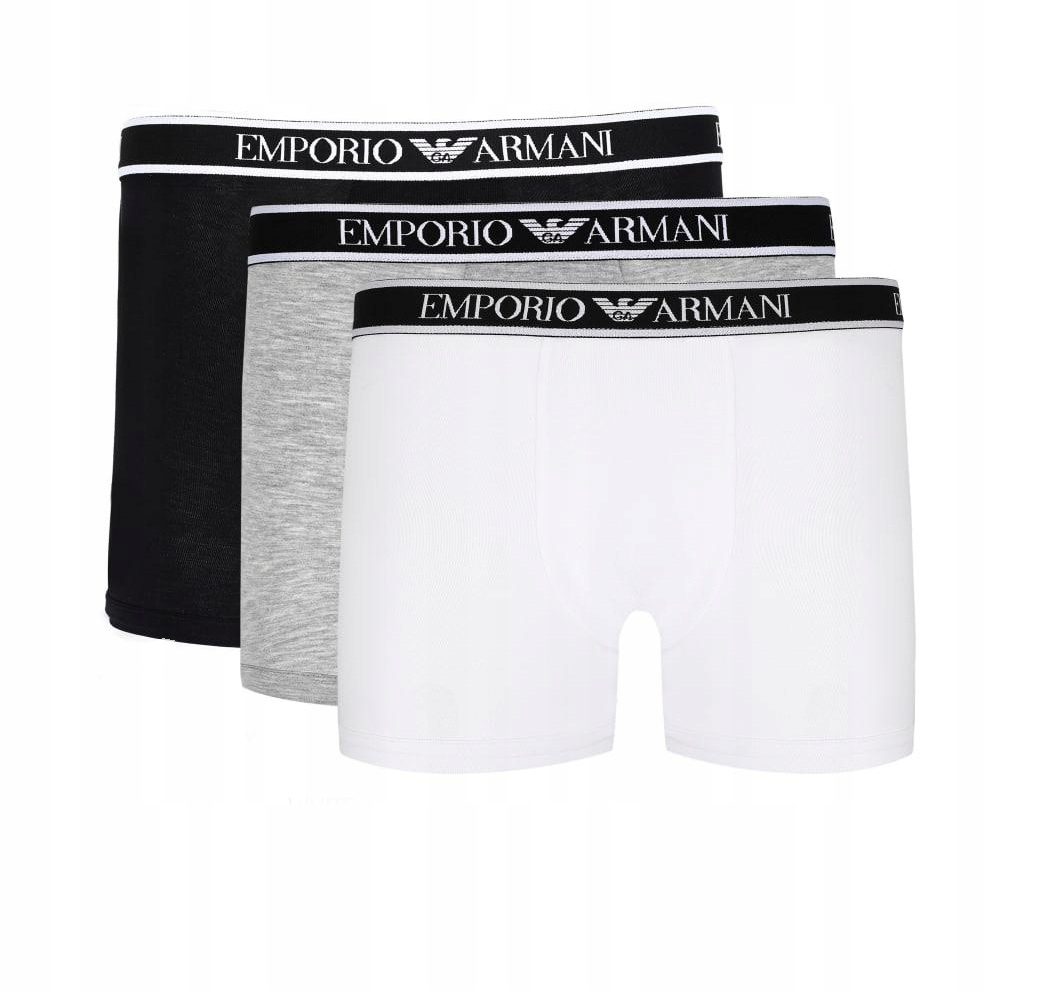 Emporio Armani Boxerky (3 Páry) Černé Bílé Šedé r.XL