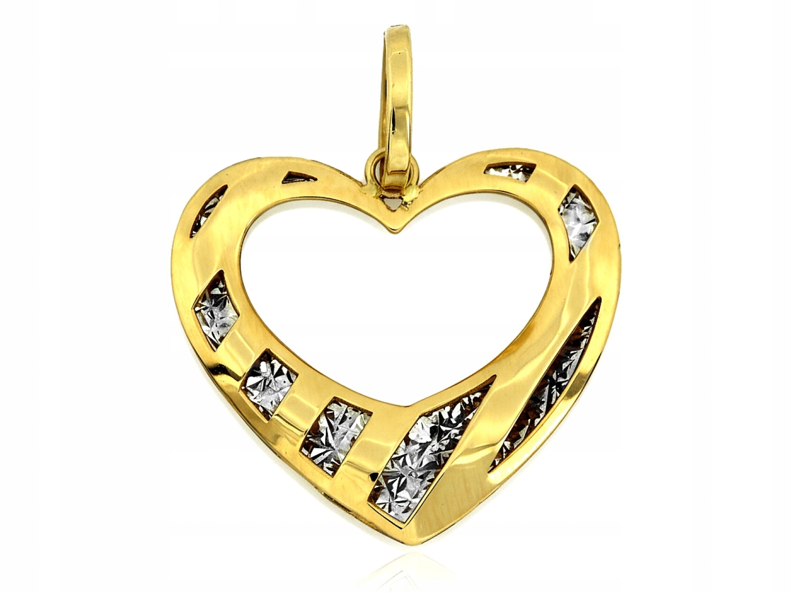 Přívěsek zlatý 585 srdce přívěsek Dvoubarevné srdíčko Rámeček 0.94 g