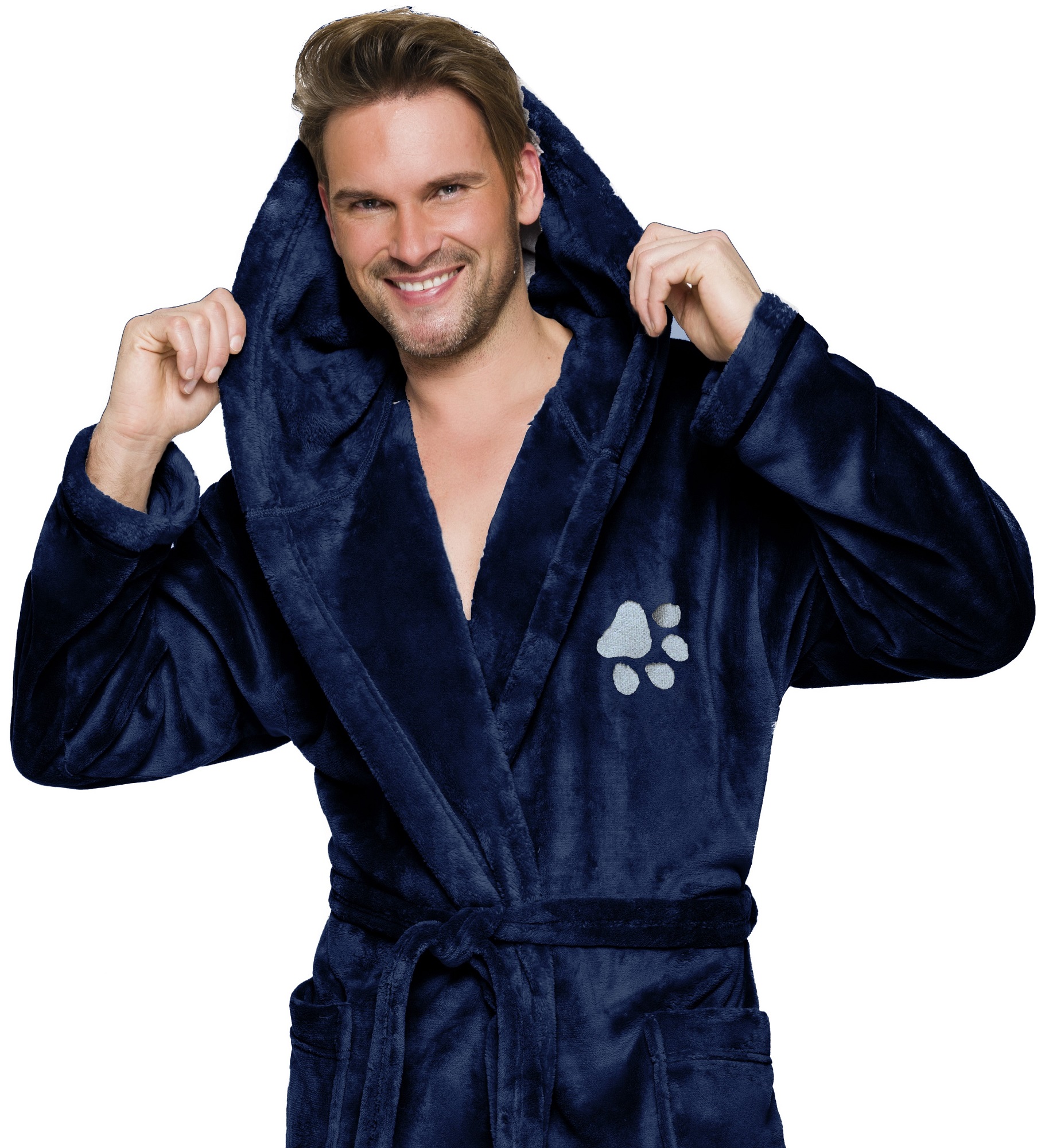 ŁAPKA CIEPŁY KRÓTKI SZLAFROK MĘSKI Z KAPTUREM XXL Rozmiar XXL